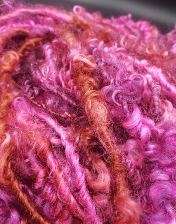 “Pink Prism” Silky Teeswater Curls Handspun Yarn