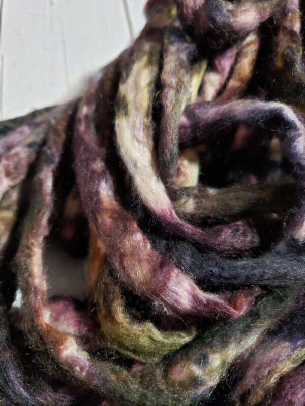 Hand-Dyed Sari Silk Roving ~ Victorian Sitting Room