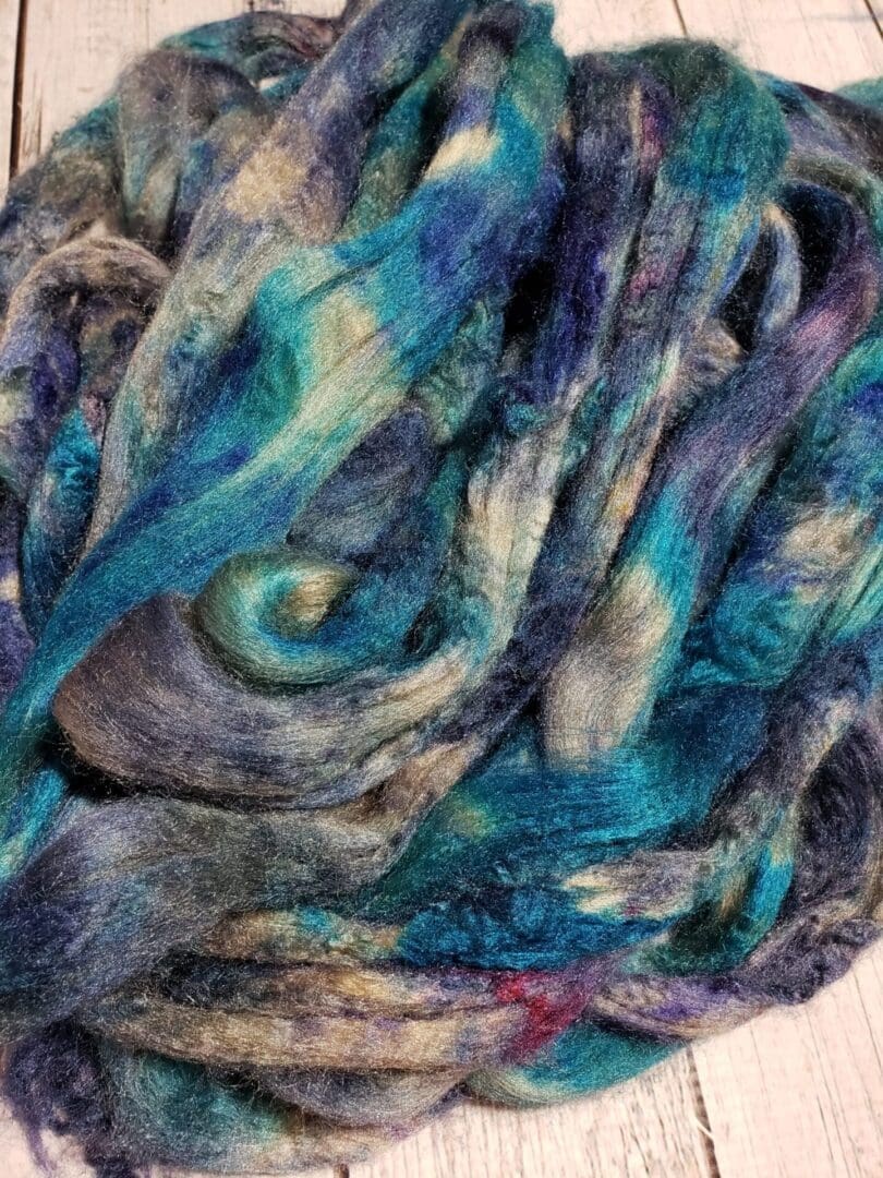 “Golden Silk” Hand-Dyed Natural Tussah Silk Top ~ Starry Heavens