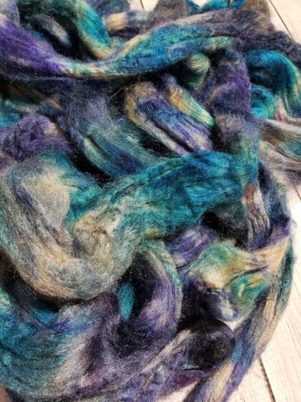 “Golden Silk” Hand-Dyed Natural Tussah Silk Top ~ Starry Heavens
