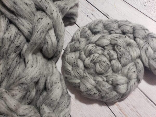 “Silver Newport Tweed” Undyed Custom Fiber Blend