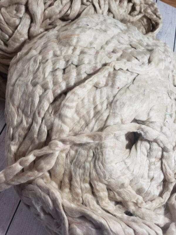 Carded Undyed Sari Silk Sliver