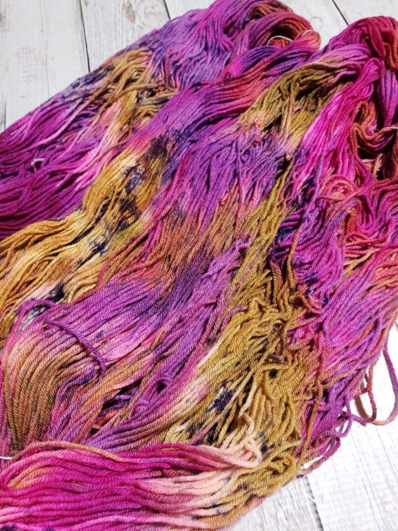 Caramel Raspberry ~ Lotus Hand-Dyed Merino/Silk Luxury Fingering