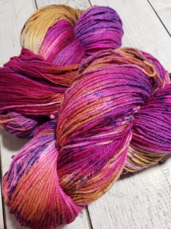 Caramel Raspberry ~ Lotus Hand-Dyed Merino/Silk Luxury Fingering