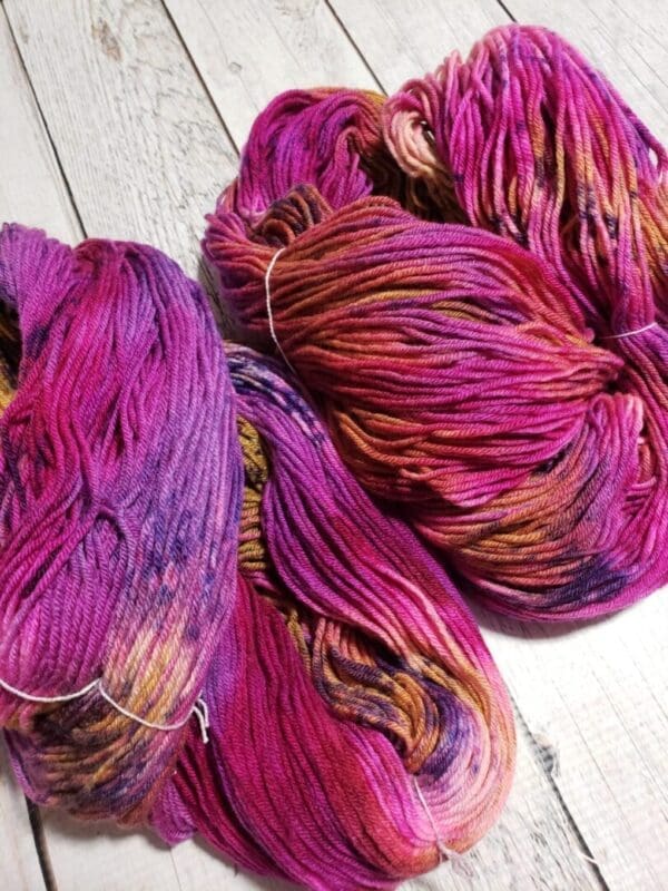 Caramel Raspberry ~ Lotus Hand-Dyed Merino/Silk Luxury Fingering