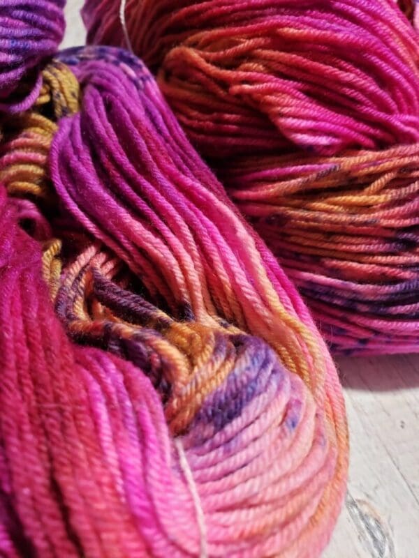 Caramel Raspberry ~ Lotus Hand-Dyed Merino/Silk Luxury Fingering