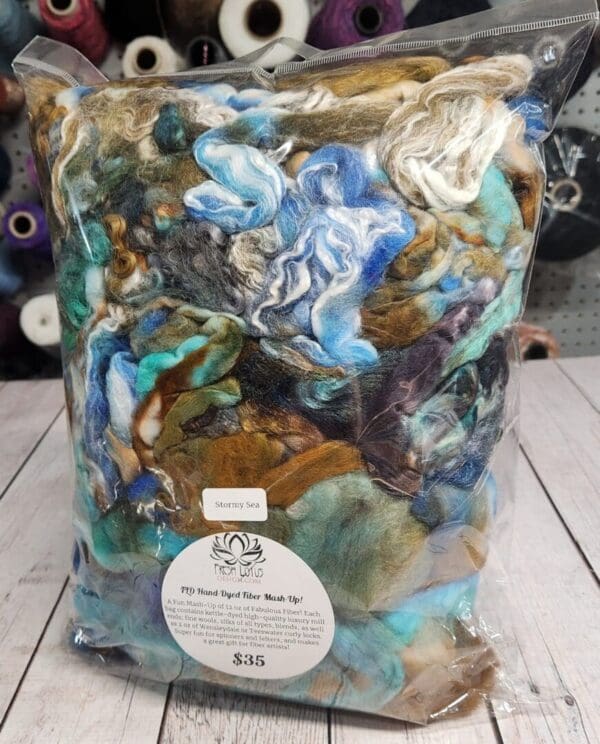 A bag of fibers in a plastic bag.
