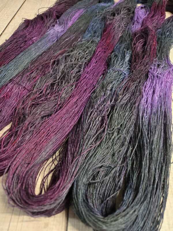 "Wildberry Patch"~ Lotus Linen™ Hand-Dyed 3-Ply Yarn - Image 5