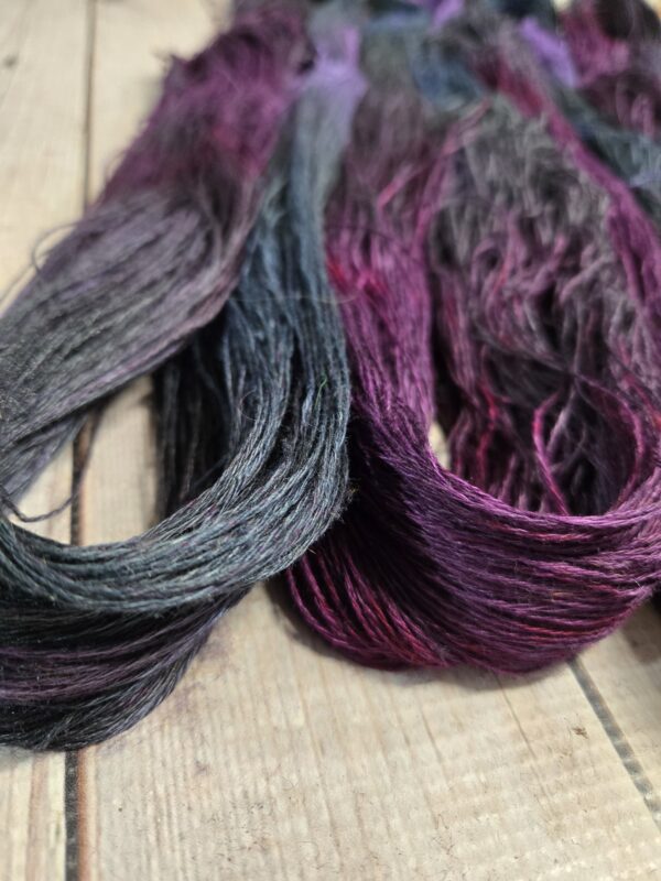 "Wildberry Patch"~ Lotus Linen™ Hand-Dyed 3-Ply Yarn - Image 4