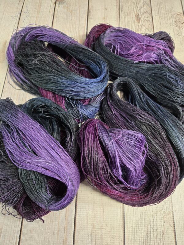 "Wildberry Patch"~ Lotus Linen™ Hand-Dyed 3-Ply Yarn