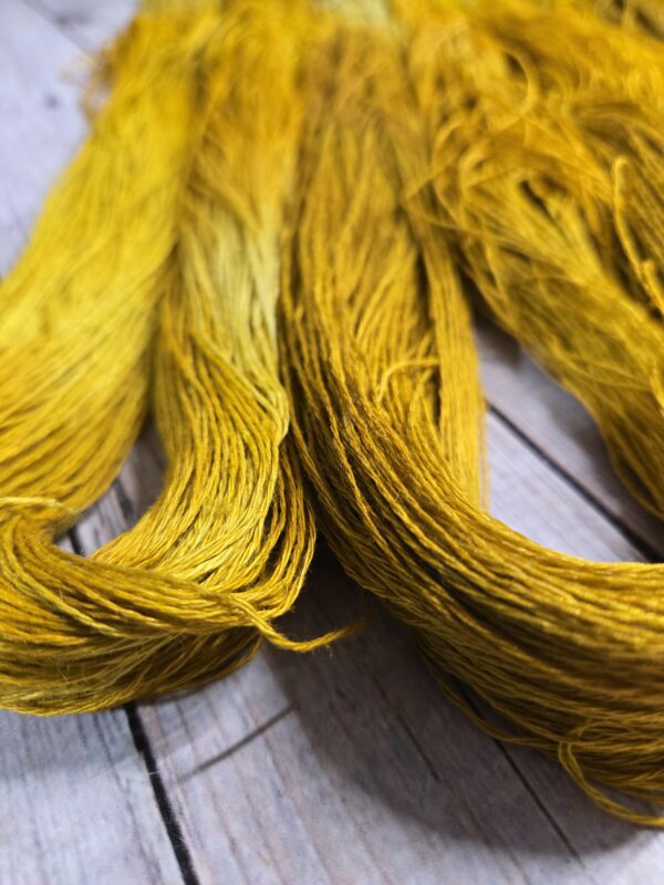 "Goldenrod"~ Lotus Linen™ Hand-Dyed 3-Ply Yarn - Image 4