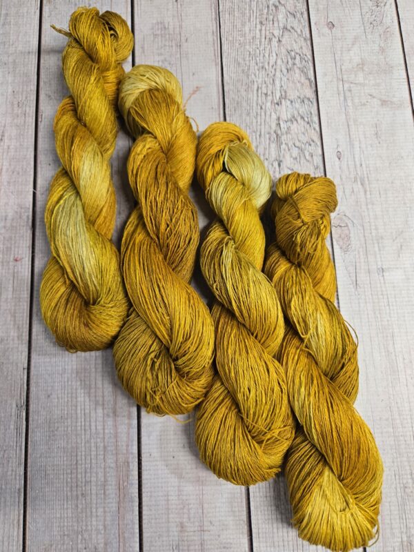 "Goldenrod"~ Lotus Linen™ Hand-Dyed 3-Ply Yarn - Image 3