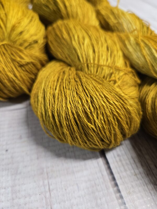 "Goldenrod"~ Lotus Linen™ Hand-Dyed 3-Ply Yarn - Image 2